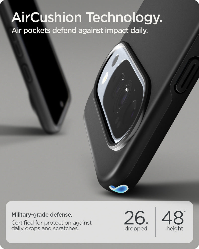 ACS09722 - GajPXL Thin Fit (MagFit) in black showing aircushion technology. air pockets defend against impact daily.