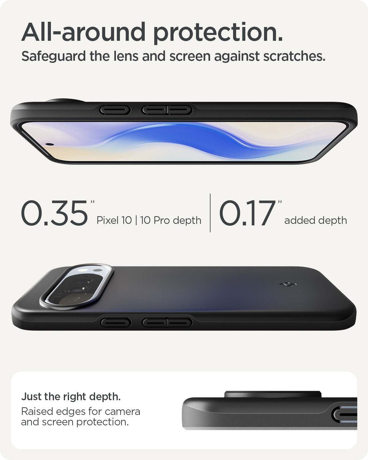 ACS09722 - GajPXL Thin Fit (MagFit) in black showing all around protection. safeguard the lens and screen against scratches.
