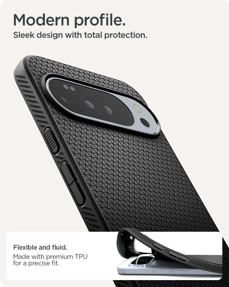 ACS09737 - GajPXL Case Liquid Air in matte black showing the modern profile. Sleek design with total protection. Flexible and fluid, made with premium TPU for a precise fit