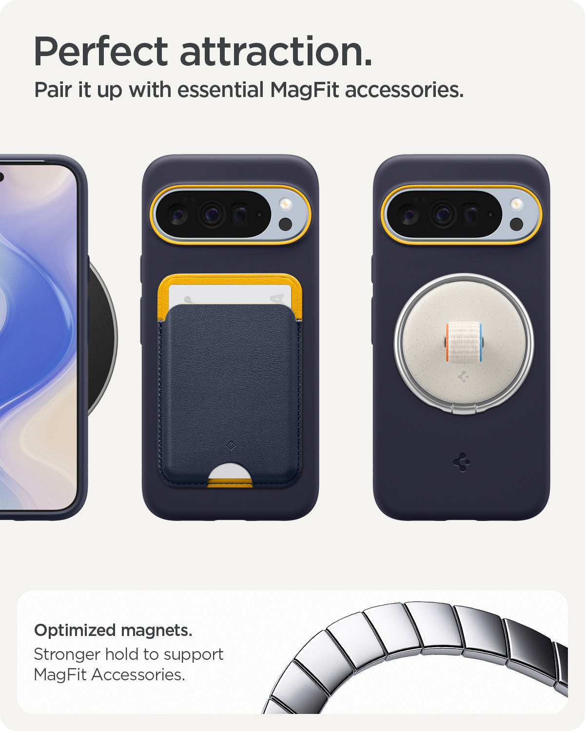 ACS09734 - GajPXL Case Nano Pop (MagFit) in blueberry navy showing the perfect attraction. Pair it up with essential MagFit accessories. Optimized magnets. Stronger hold to support MagFit accessories.