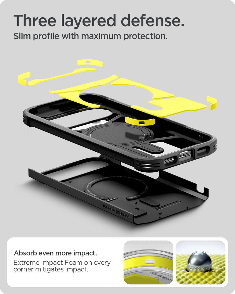ACS09728 - Pixel 10 Pro XL Tough Armor AI (MagFit) in black showing three layered defense. slim profile with maximum protection