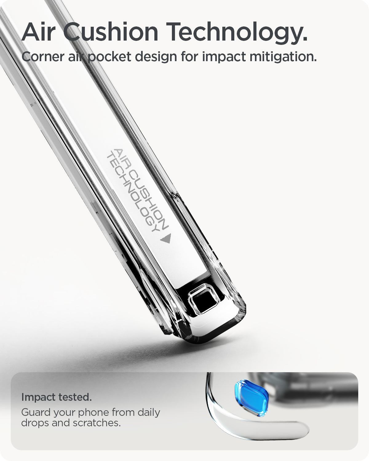 ACS09727 - GajPXL Case Ultra Hybrid Neo One (MagFit) showing the air cushion technology. Corner air pocket design for impact mitigation