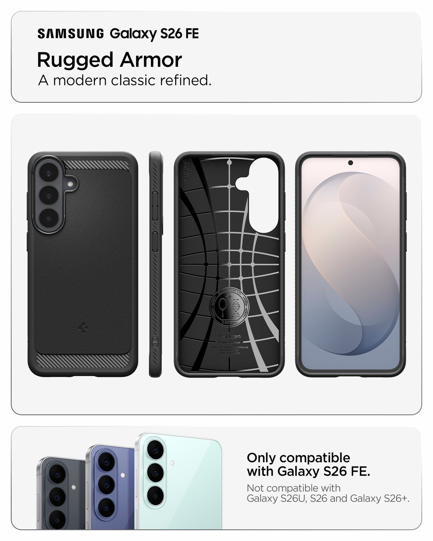 ACS11639 - Galaxy S26 FE Rugged Armor designed exclusively for Galaxy S26 FE with precise fit and full device protection