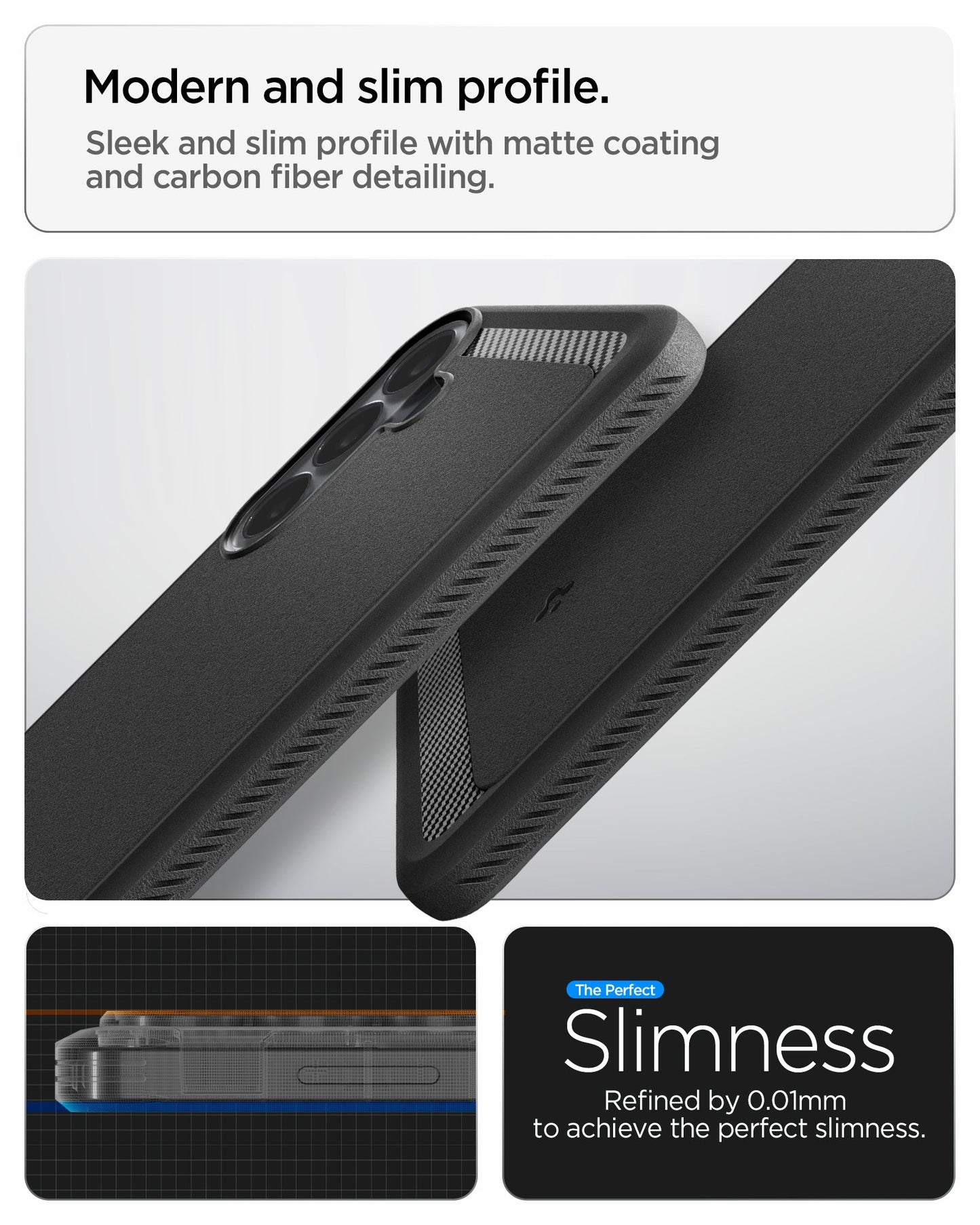 ACS11639 - Galaxy S26 FE Rugged Armor modern slim profile with matte coating, carbon fiber detailing, and refined edge construction