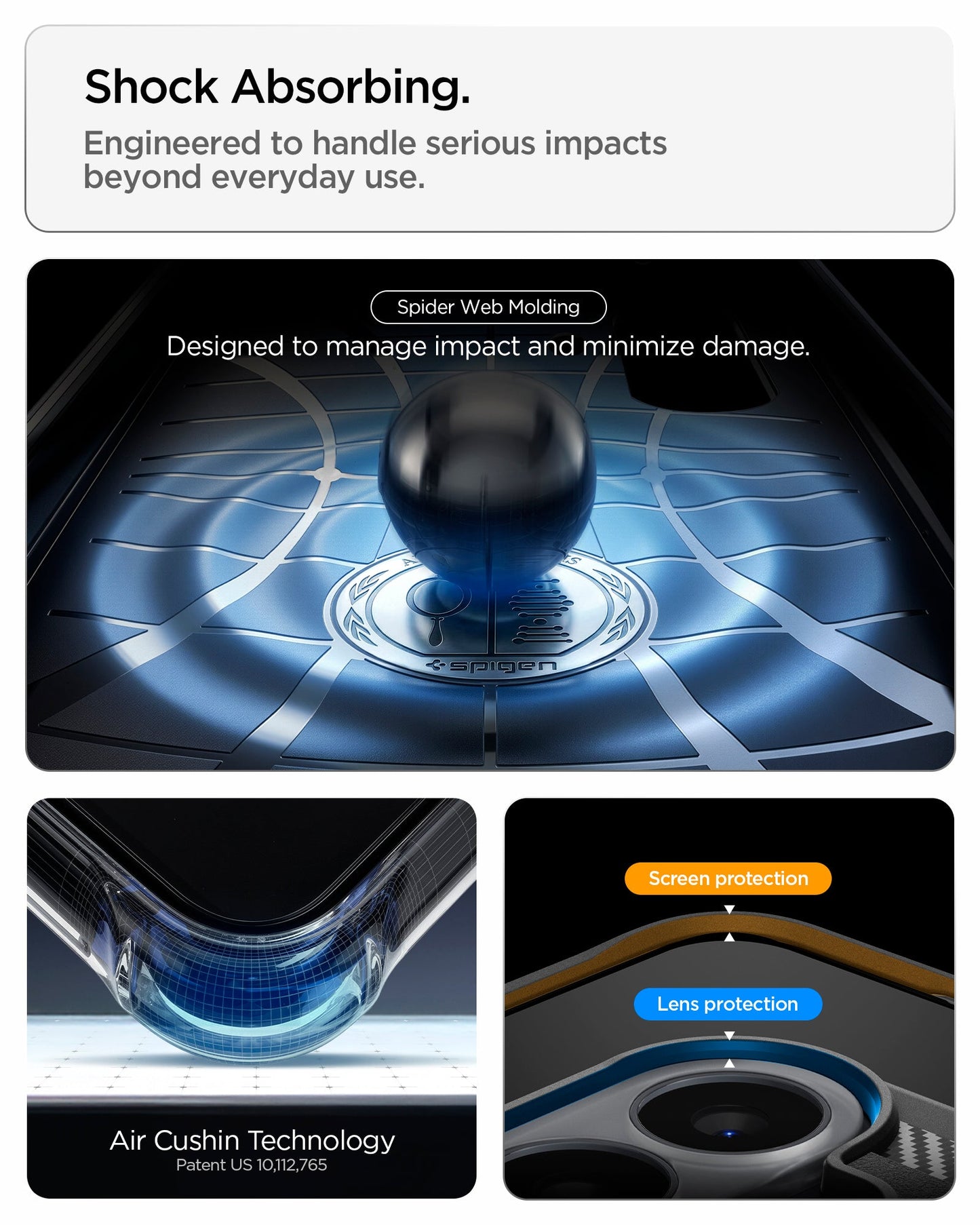 ACS11639 - Galaxy S26 FE Rugged Armor shock absorbing protection with Spider Web Molding, Air Cushion Technology, and raised screen and lens edges