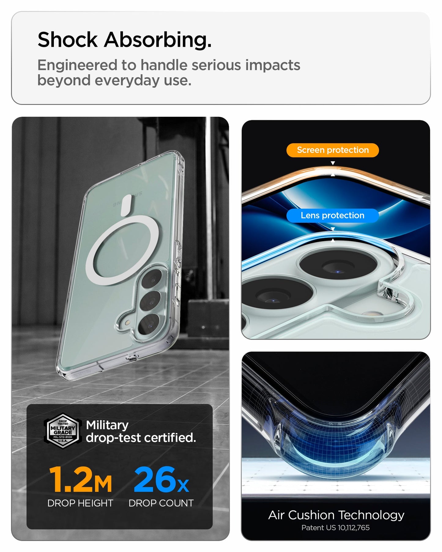 ACS11636 - Galaxy S26 FE Ultra Hybrid (Mag Fit) military grade drop tested protection with raised screen and lens edges and Air Cushion Technology
