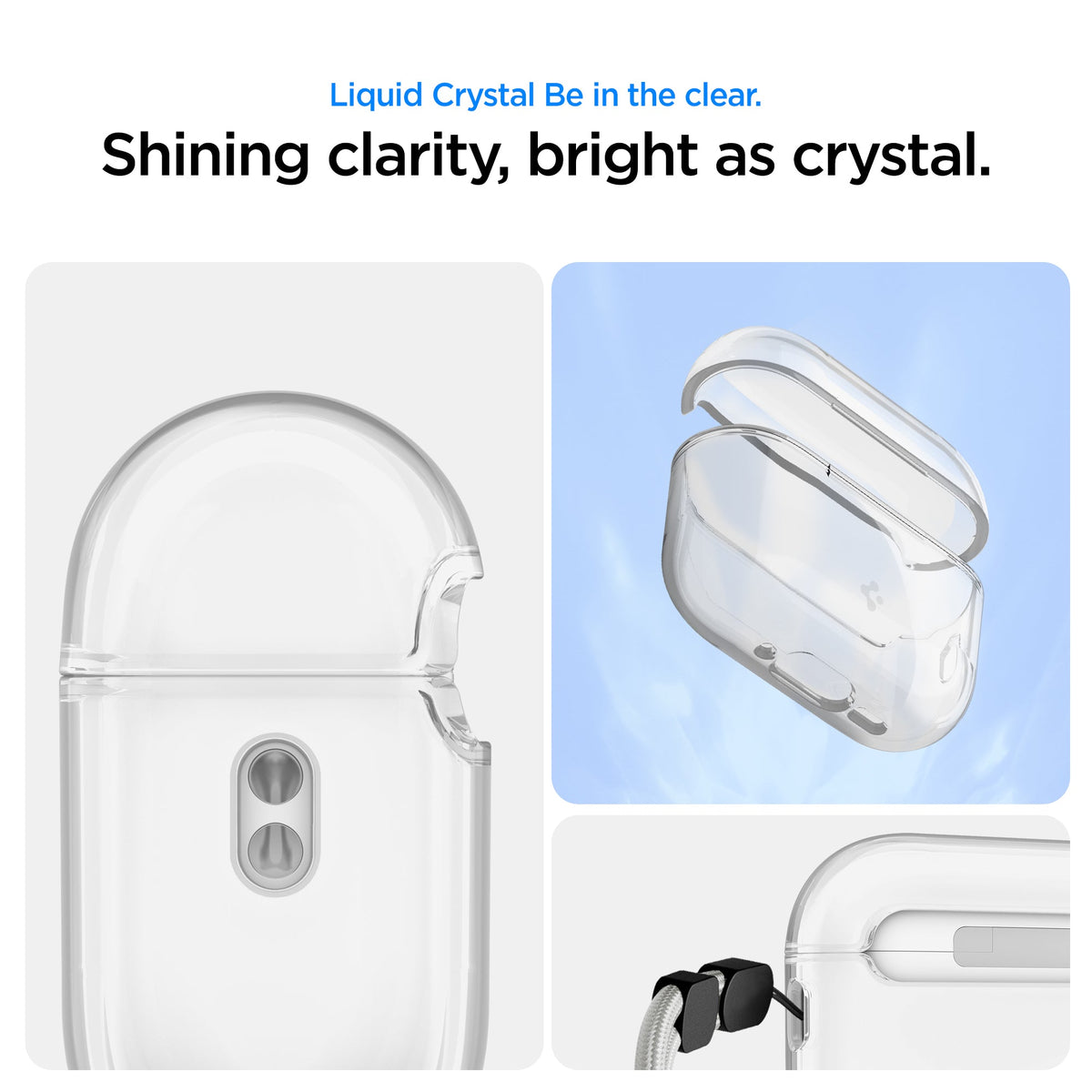 ACS10019 - AirPods Pro 3 Liquid Crystal in Crystal Clear showing liquid crystal be in the clear. shining clarity, bright as crystal