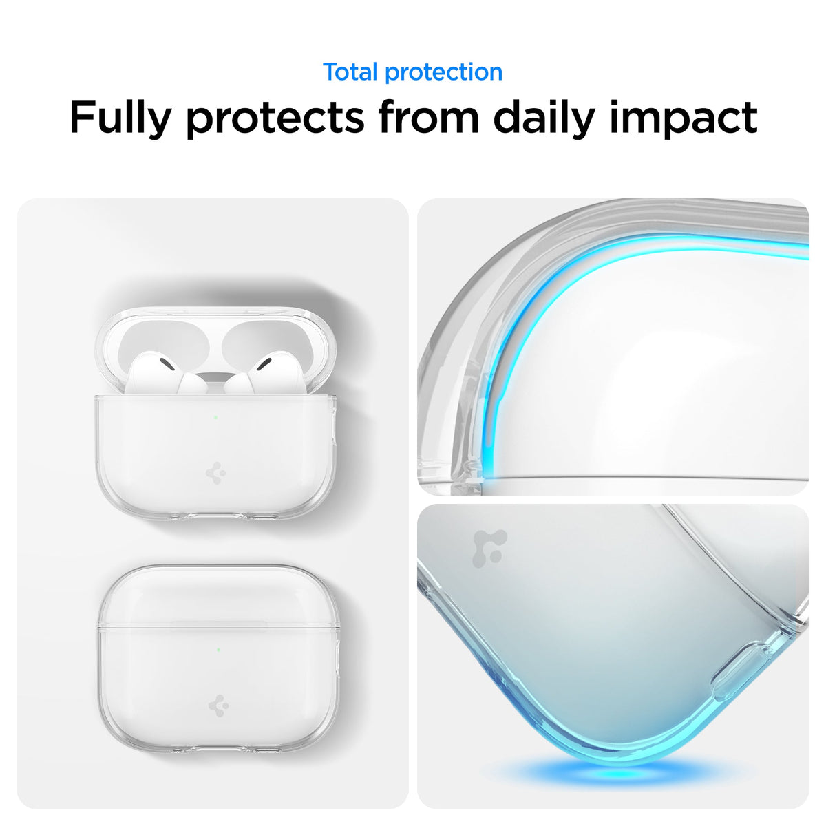 ACS10019 - AirPods Pro 3 Liquid Crystal in Crystal Clear showing total protection. fully protects from daily impact
