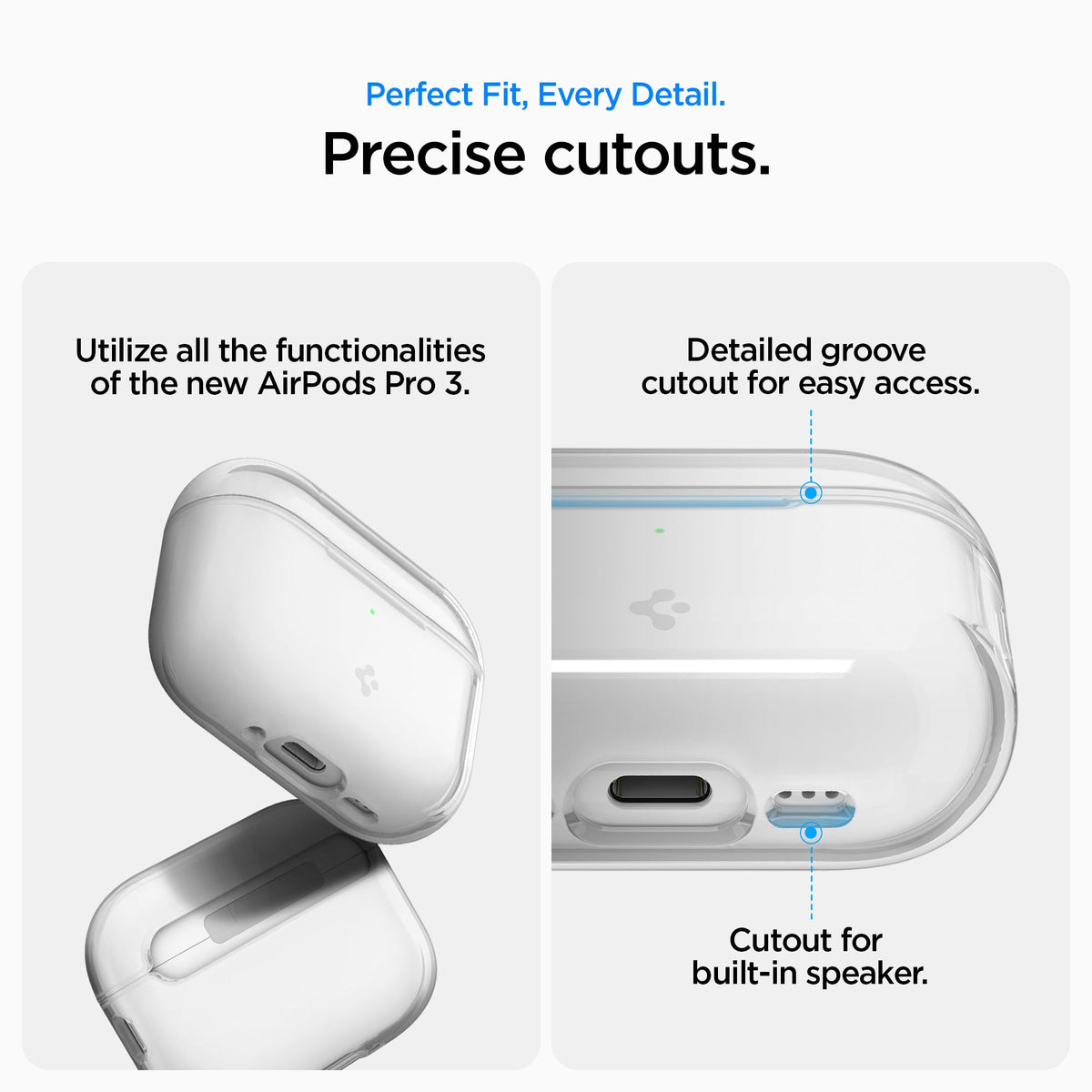 ACS10019 - AirPods Pro 3 Liquid Crystal in Crystal Clear perfect fit every detail. precise cutouts. utilize all the functionalities of the new airpods pro 3. detailed groove cutout for easy access