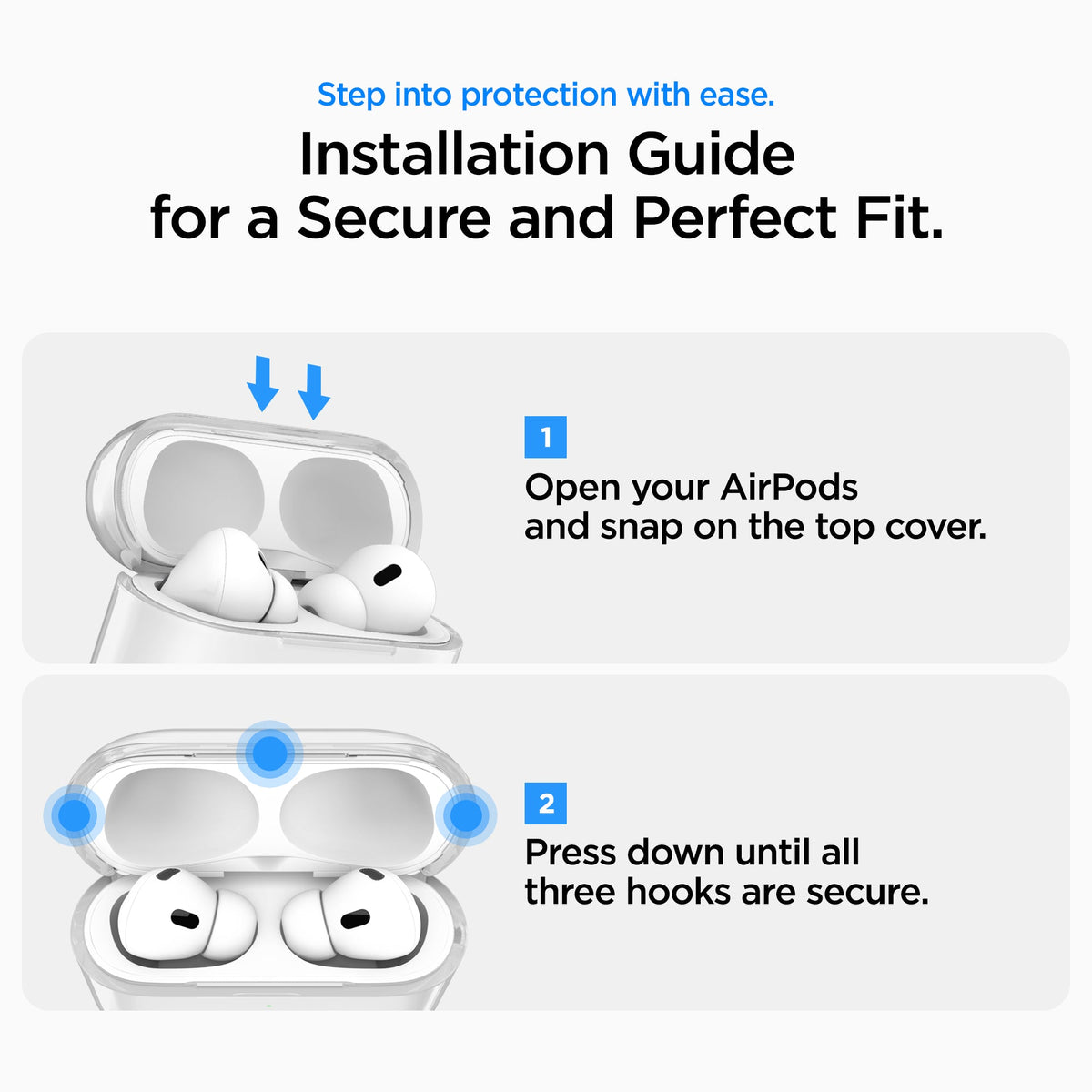 ACS10019 - AirPods Pro 3 Liquid Crystal in Crystal Clear step into protection with ease. installation guide for a secure and perfect fit