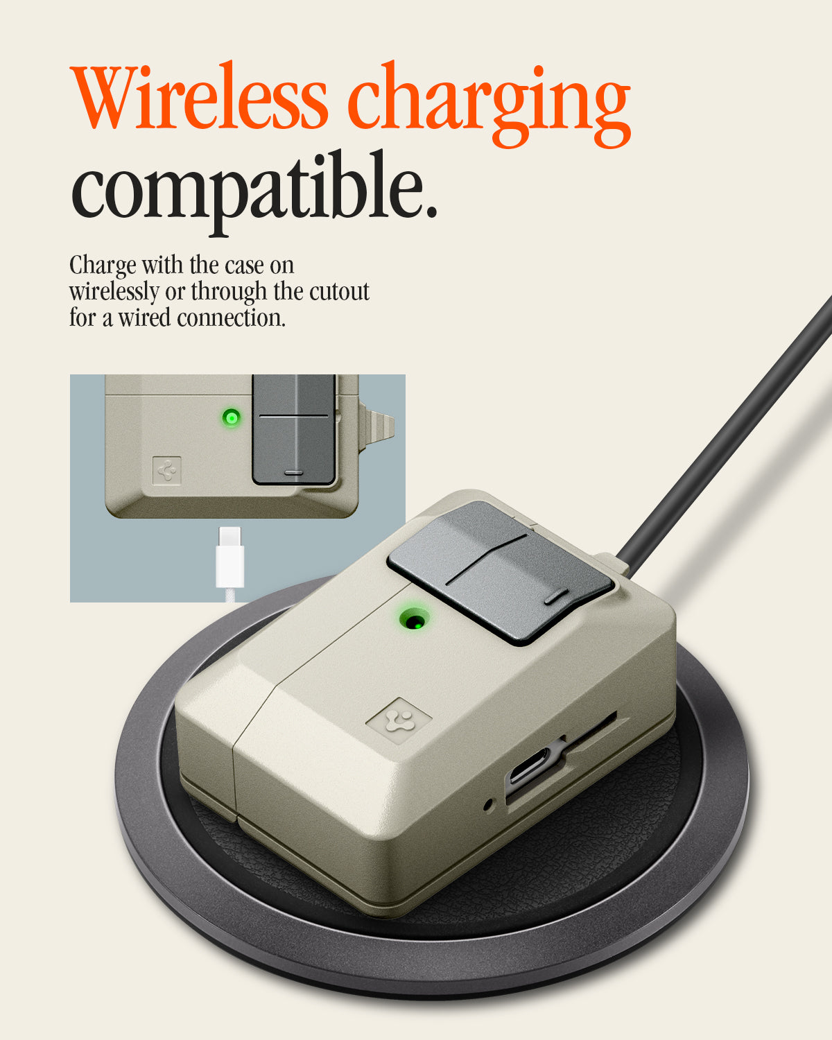 ACS10978 - AirPods Pro 3 Classic LS showing wireless charging compatible.