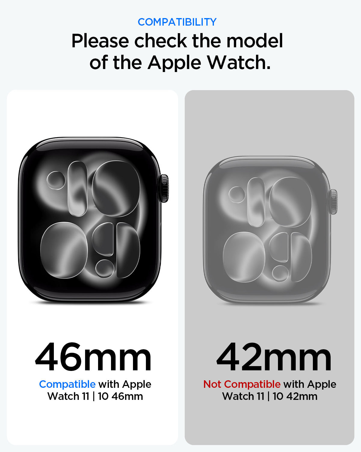 ACS11409 - Spigen Thin Fit 360 compatible with Apple Watch 11 and 10 46mm, not compatible with 42mm