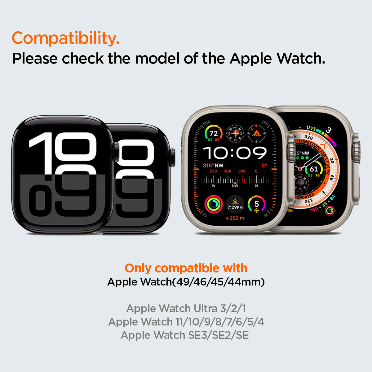 AMP10509 - Apple Watch 10/11 (46mm) WBS2 in Orange compatibility with Apple Watch(49/46/45/44mm) Apple Watch Ultra 3/2/1 Apple Watch 11/10/9/8/7/6/5/4/SE3/SE2/SE