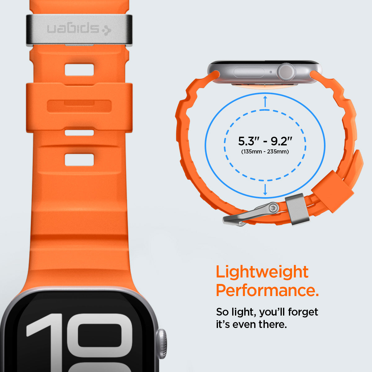 AMP10509 - Apple Watch 10/11 (46mm) WBS2 in Orange lightweight performance. So light, you'll forget it's even there. 5.3" - 9.2" (135mm-235mm)