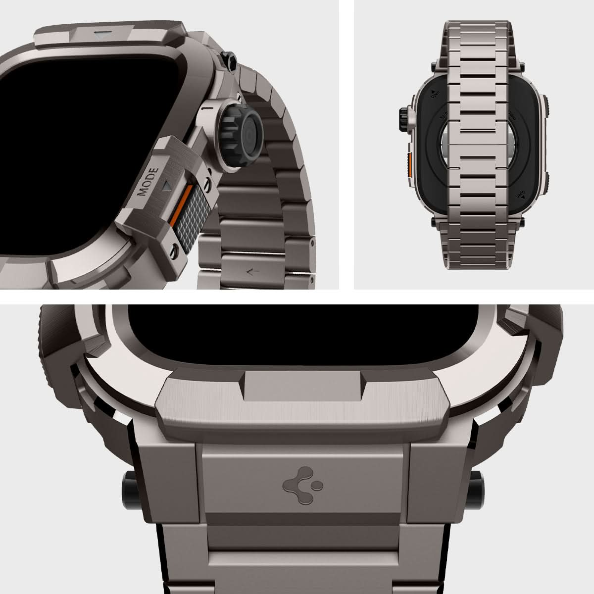 ACS07660 - Apple Watch (45mm) Case Metal Armor Pro in Gunmetal showing the different angles