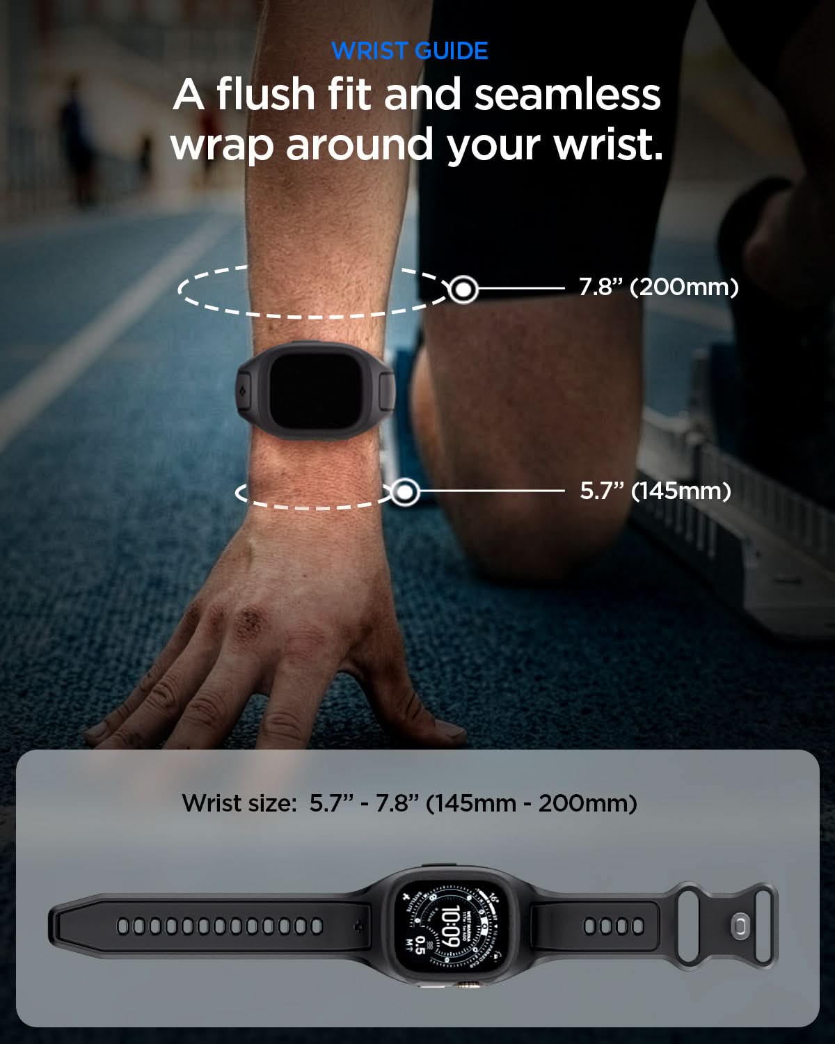 ACS05463 - Apple Watch Ultra Series (49mm) Case Liquid Air Pro in black showing a flush fit and seamless wrap around your wrist