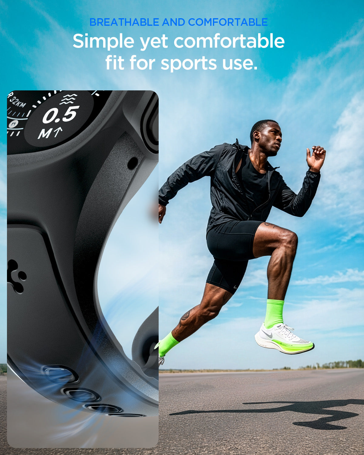 ACS11416 - Apple Watch Series - Liquid Air Pro with Screen Protector in Black showing simple yet comfortable