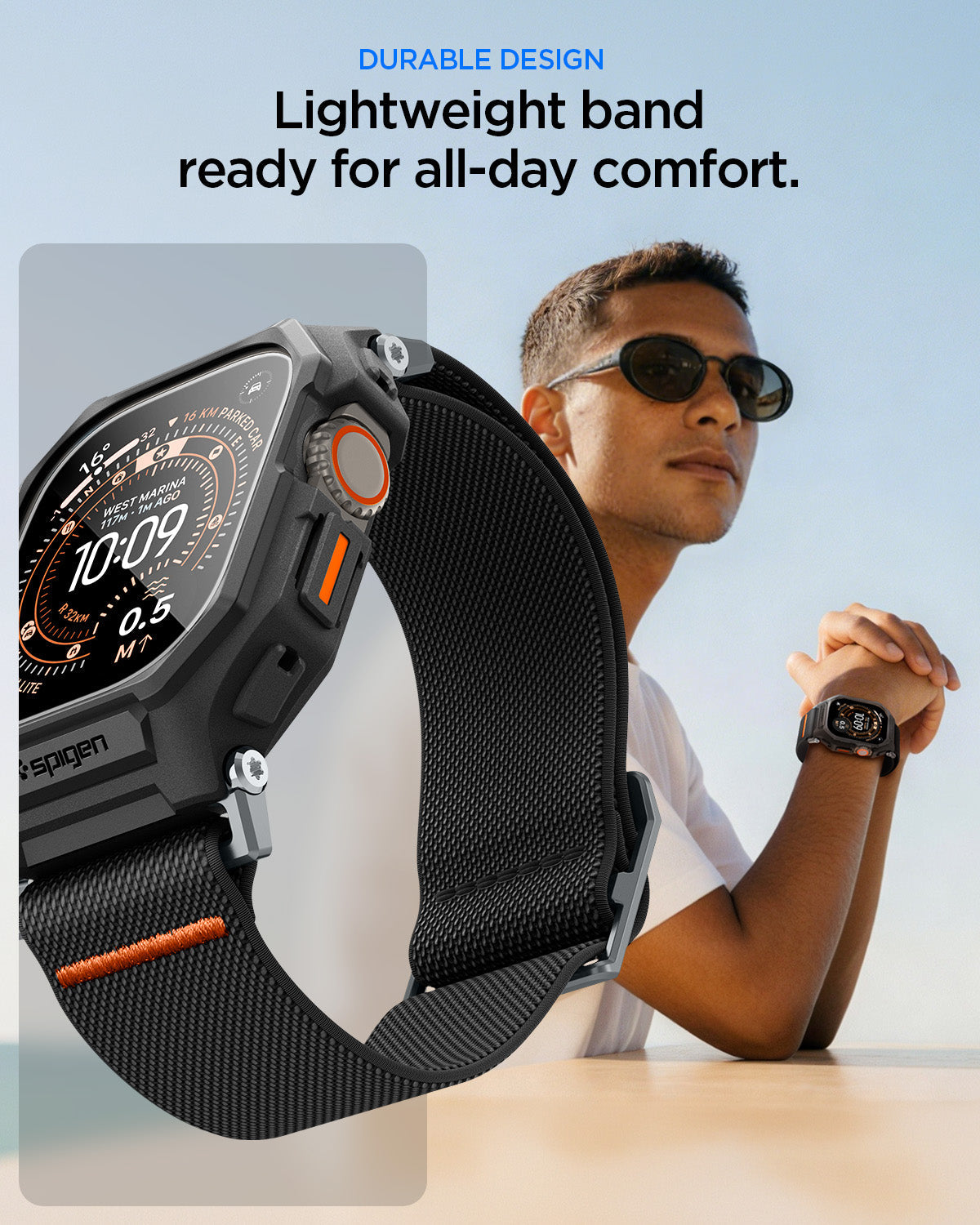 ACS11415 - Apple Watch Ultra (49mm) in Matte Black showing lightweight band