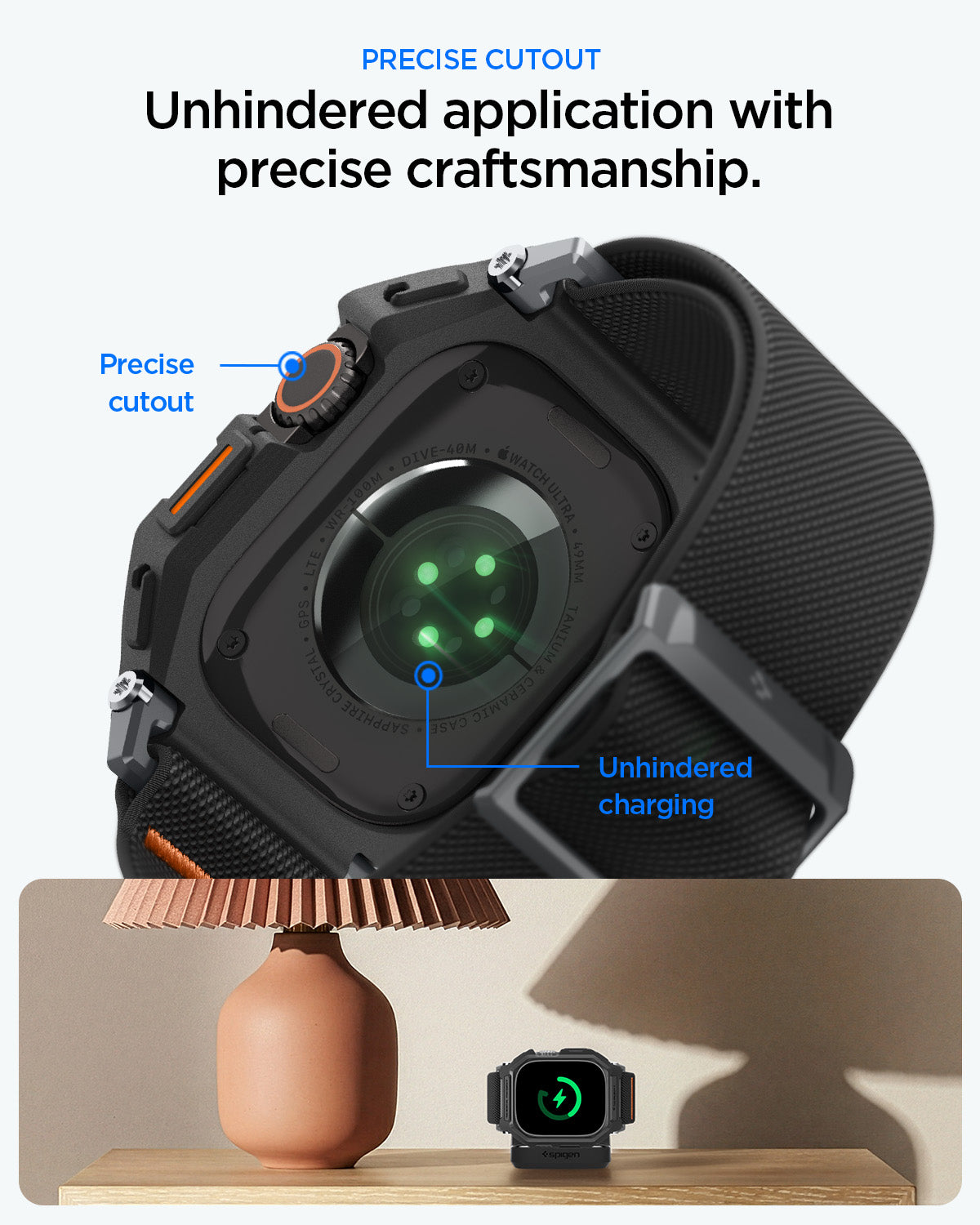 ACS11415 - Apple Watch Ultra (49mm) in Matte Black showing unhindered application