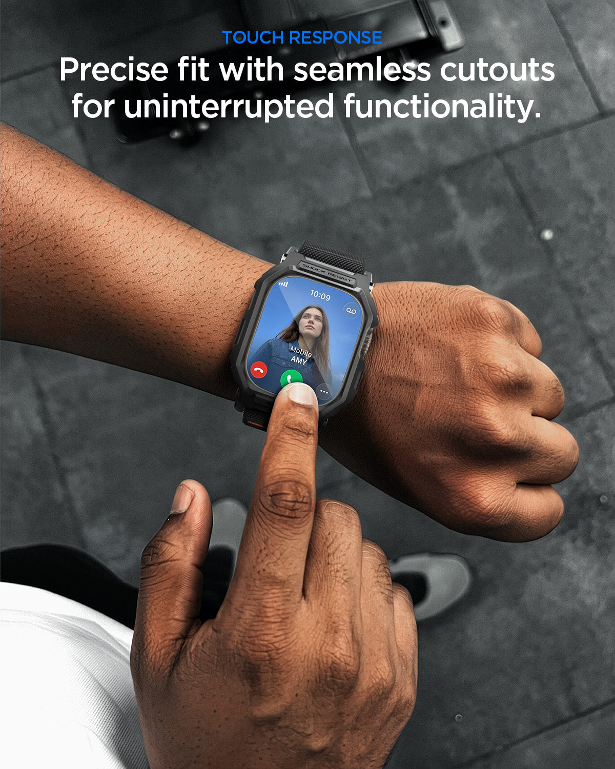 ACS11415 - Apple Watch Ultra (49mm) in Matte Black showing precise fit