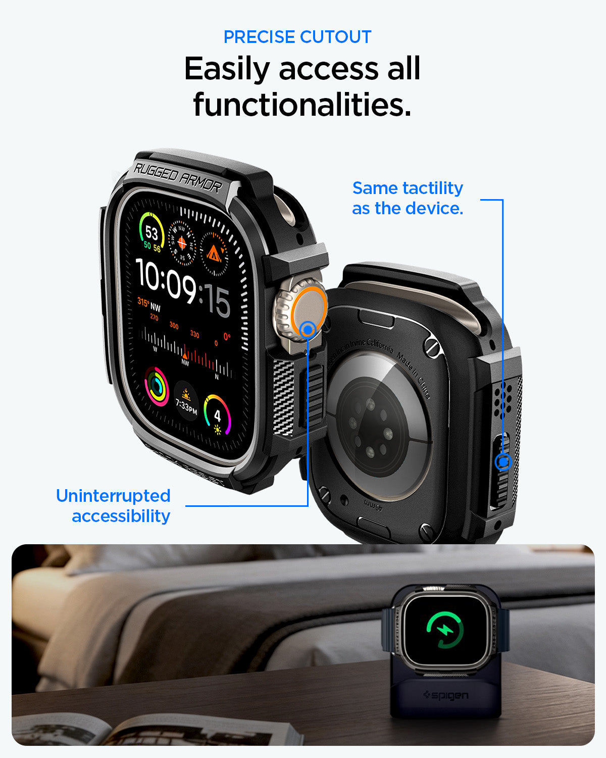 ACS11414 - Apple Watch Ultra (49mm) in Matte Black showing easily access all functionalities