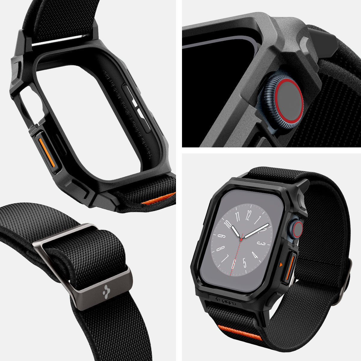 ACS08609 - Apple Watch (46mm) Case Lite Fit Pro in Matte Black showing the different angles