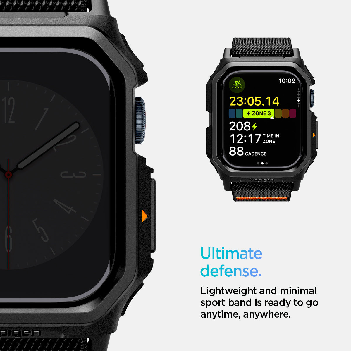 ACS08609 - Apple Watch (46mm) Case Lite Fit Pro in Matte Black showing the ultimate defense. Lightweight and minimal sport band is ready to go anytime, anywhere