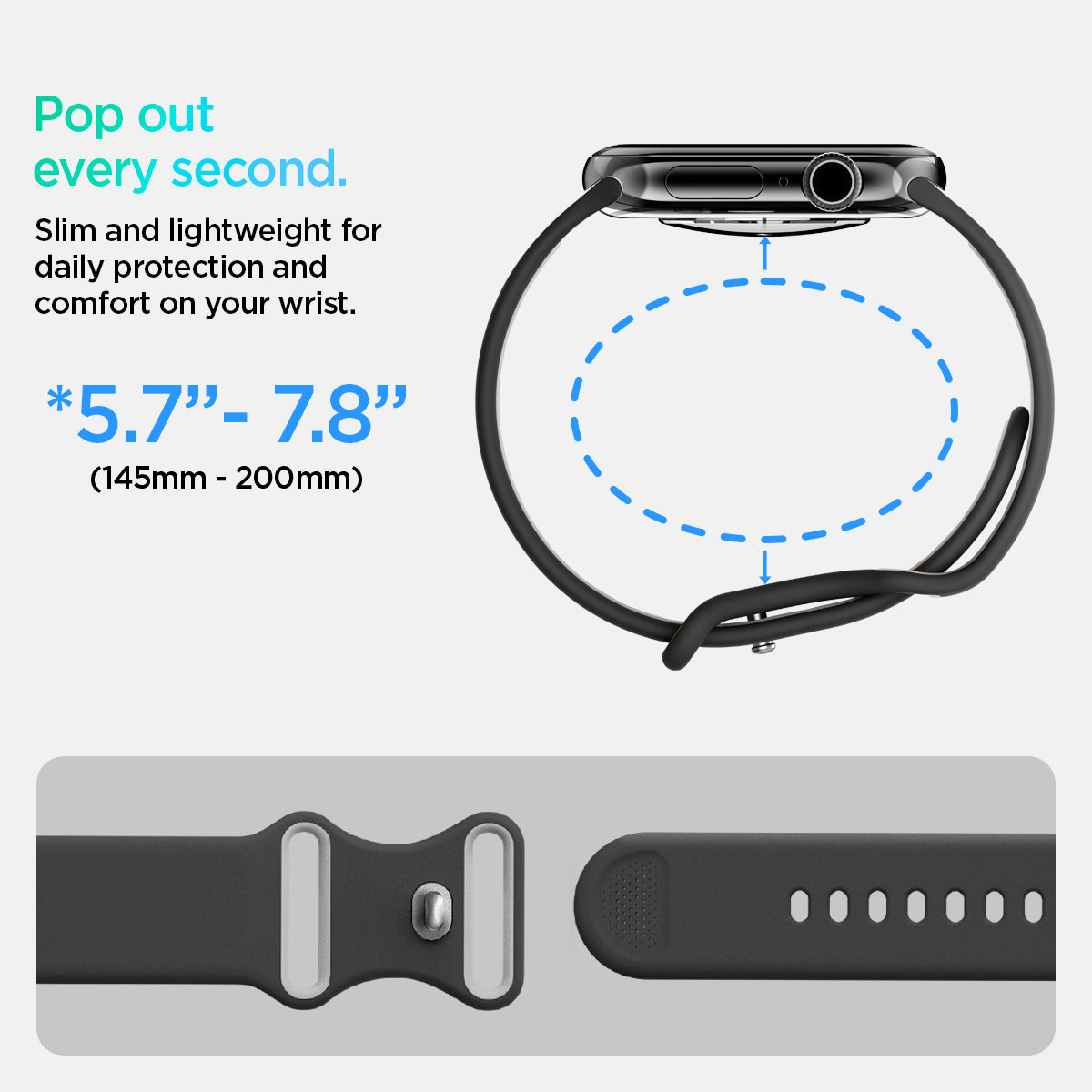 AMP09321 - Apple Watch Series - Nano Pop 46mm in Black Sesame pop out every second. Slim and lightweight for daily protection and comfort on your wrist. 145mm-200mm.