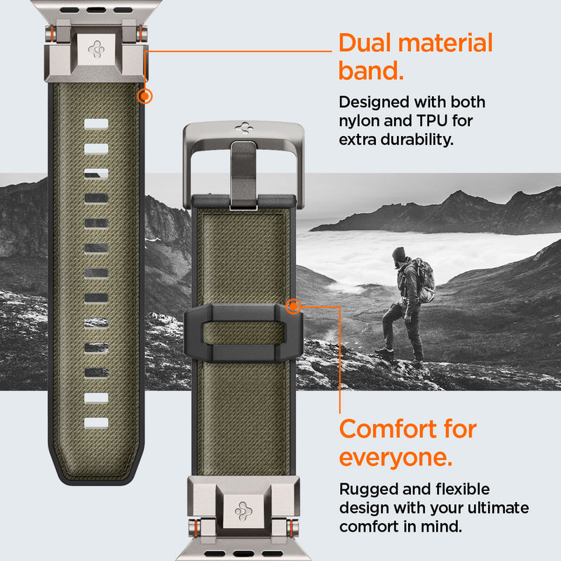 AMP09102 - Apple Watch Ultra (49mm) DuraPro Armor in Military Green designed with both PU and TPU for extra durability. Rugged and flexible design with your ultimate comfort in mind.