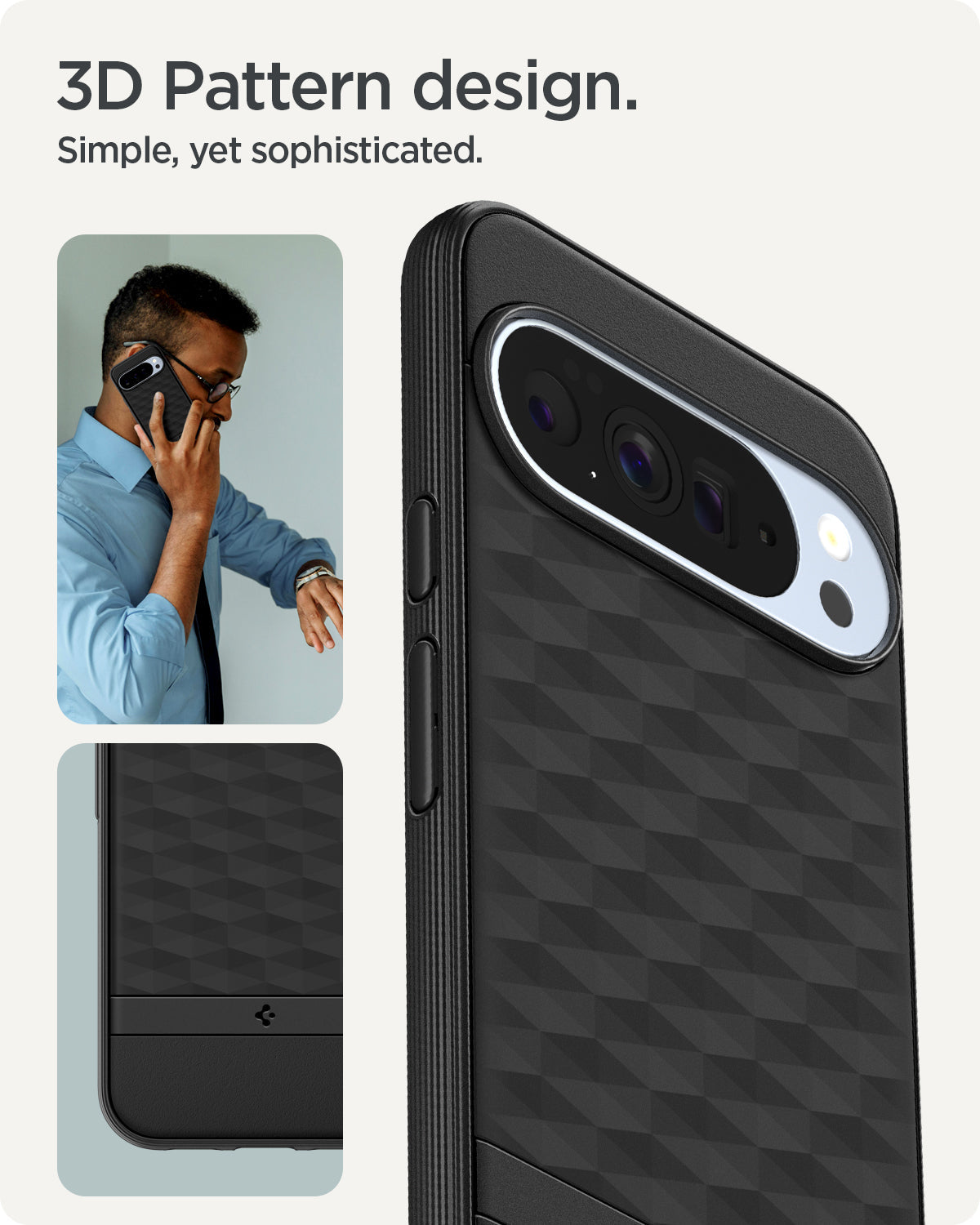 ACS09731 - GajPXL Case Parallax (MagFit) in black showing the 3d pattern design. Simple, yet sophisticated.