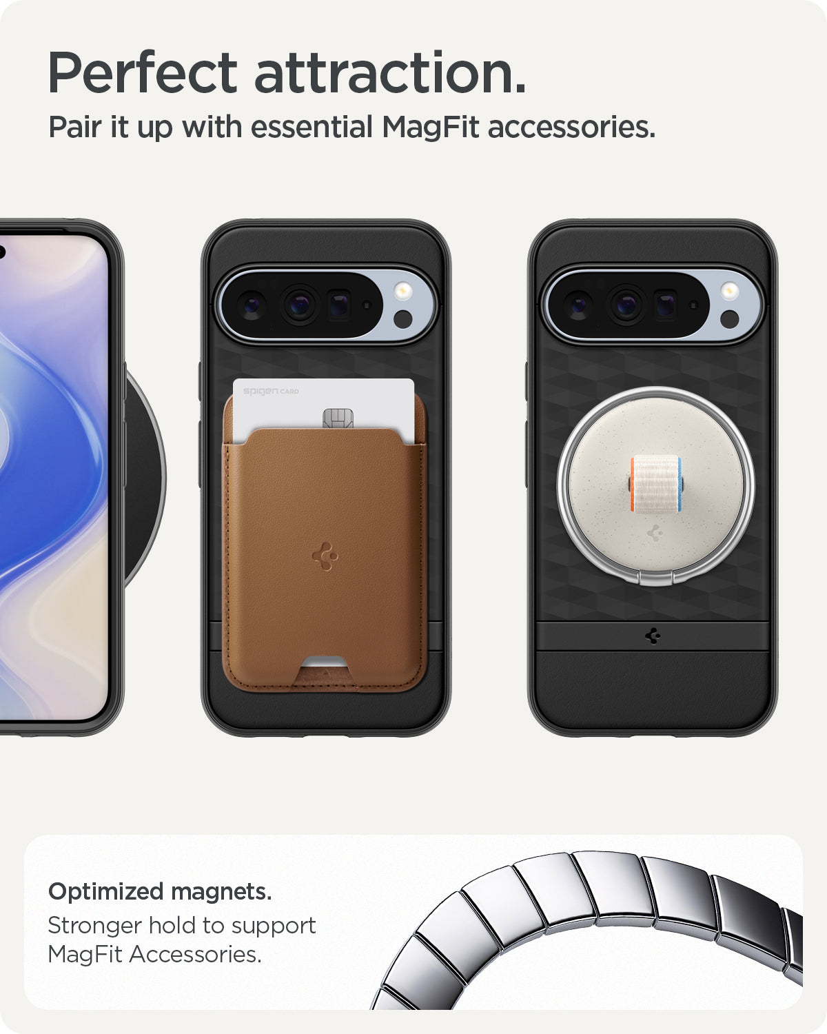 ACS09731 - GajPXL Case Parallax (MagFit) in black showing the perfect attraction. Pair it up with essential MagFit accessories. Optimized magnets. Stronger hold to support MagFit accessories.
