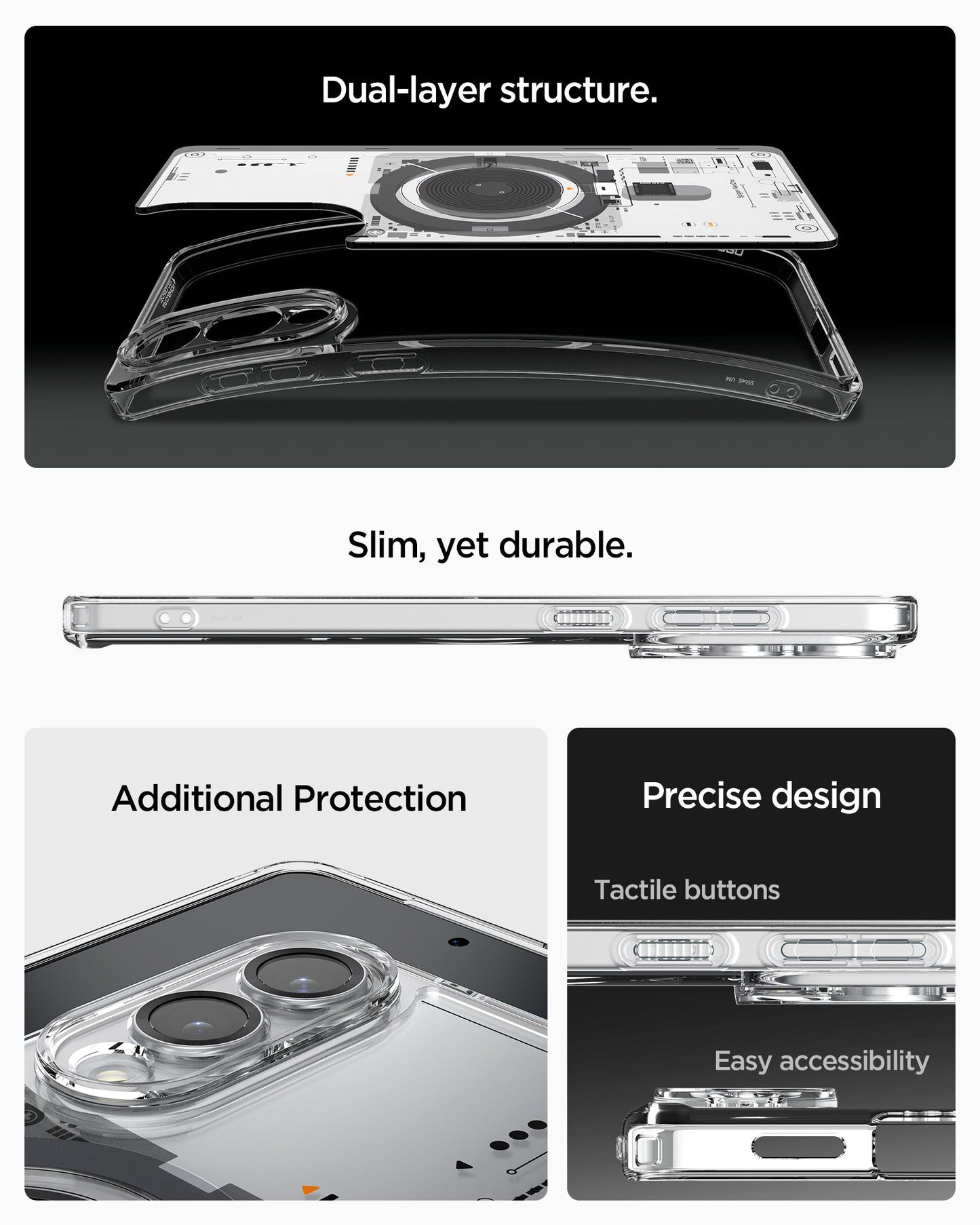 ACS09416 - Galaxy S25 Edge Case Ultra Hybrid Neo One showing the dual-layer structure. Slim, yet durable. Additional Protection. Precise design, tactile buttons and easy accessibility