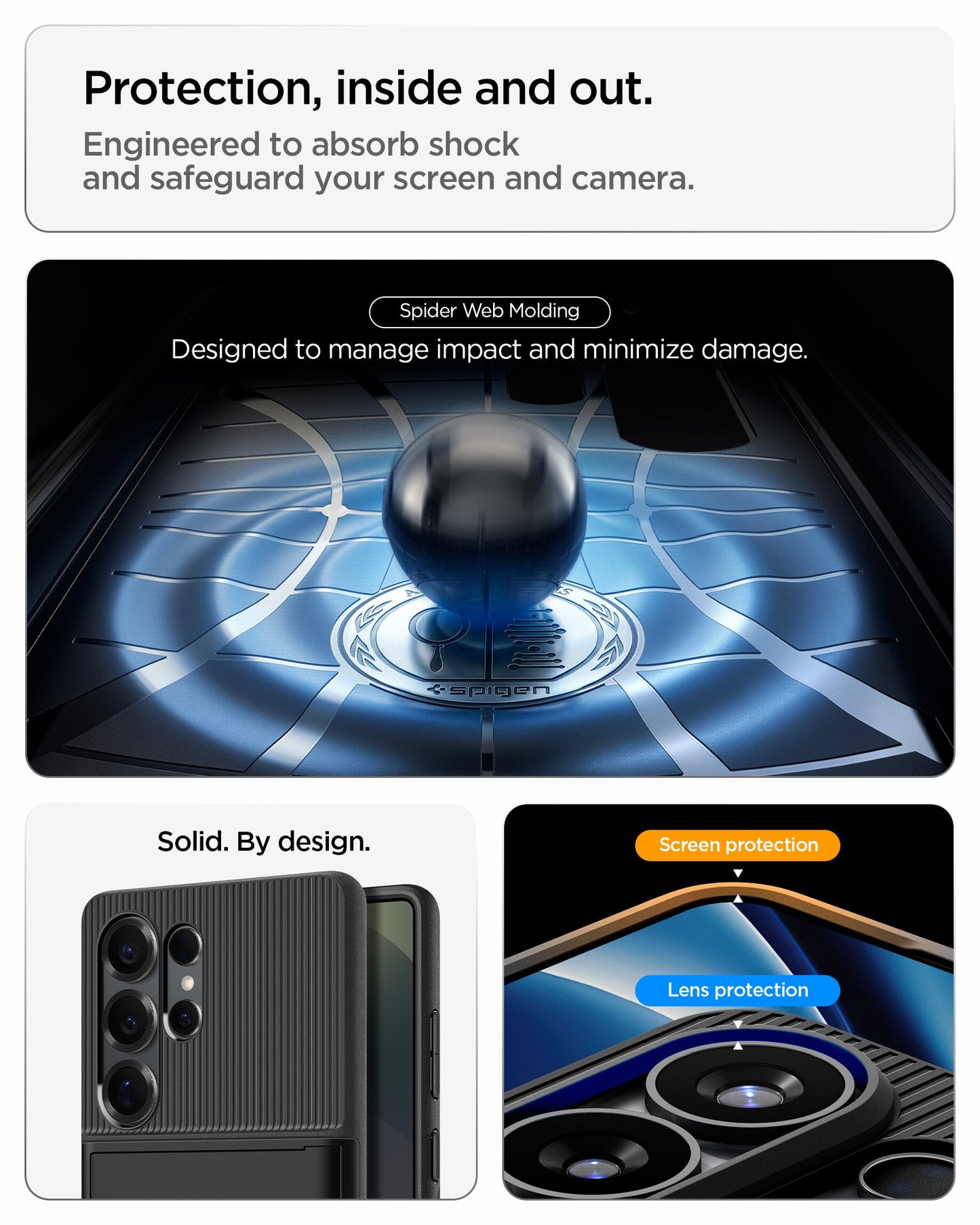 ACS11036 - Galaxy S26 Ultra Slim Armor CS in Black showing protection, inside and out.