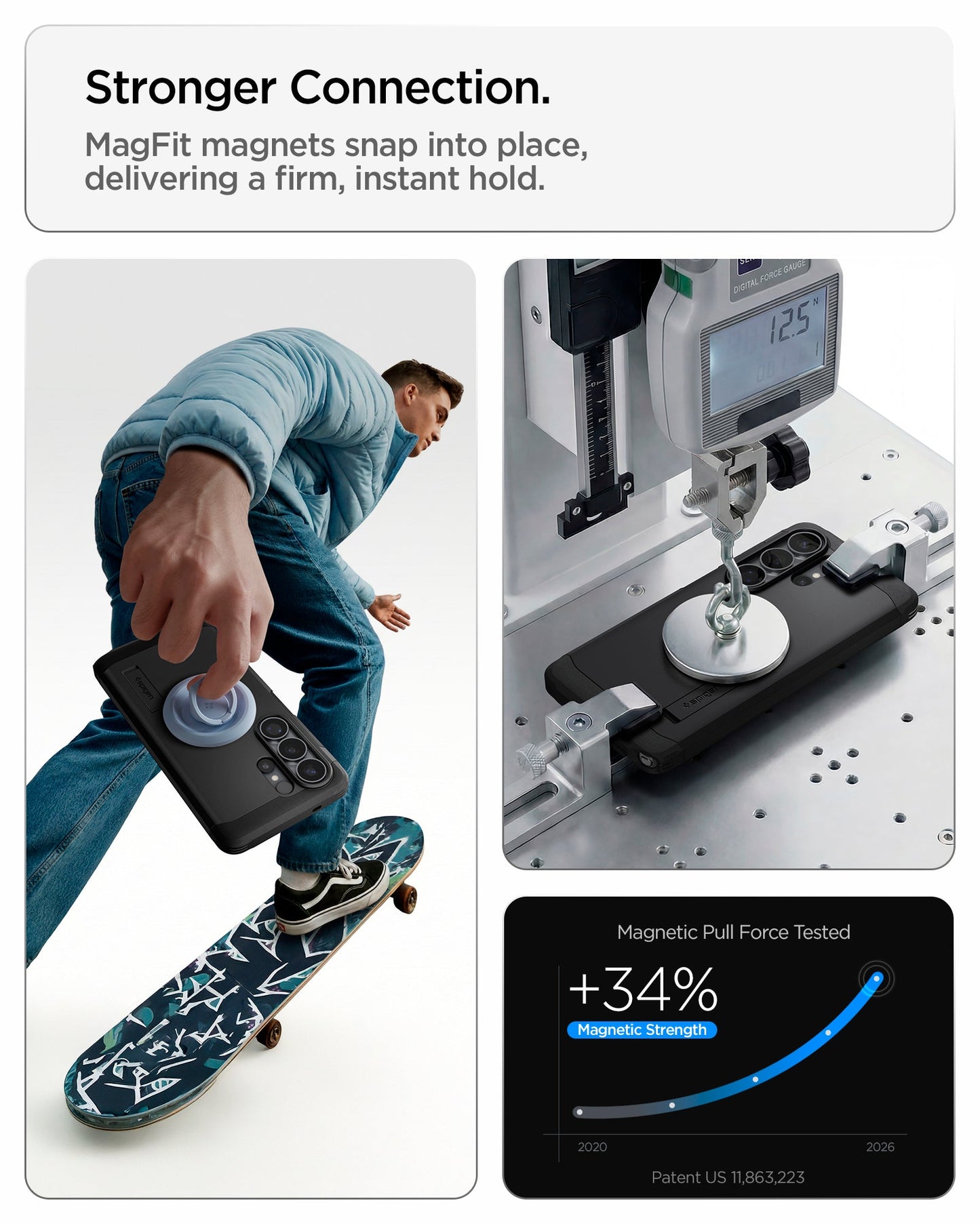 ACS11033 - Galaxy S26 Ultra Case Tough Armor (Mag Fit) Black showing stronger connection with mag fit