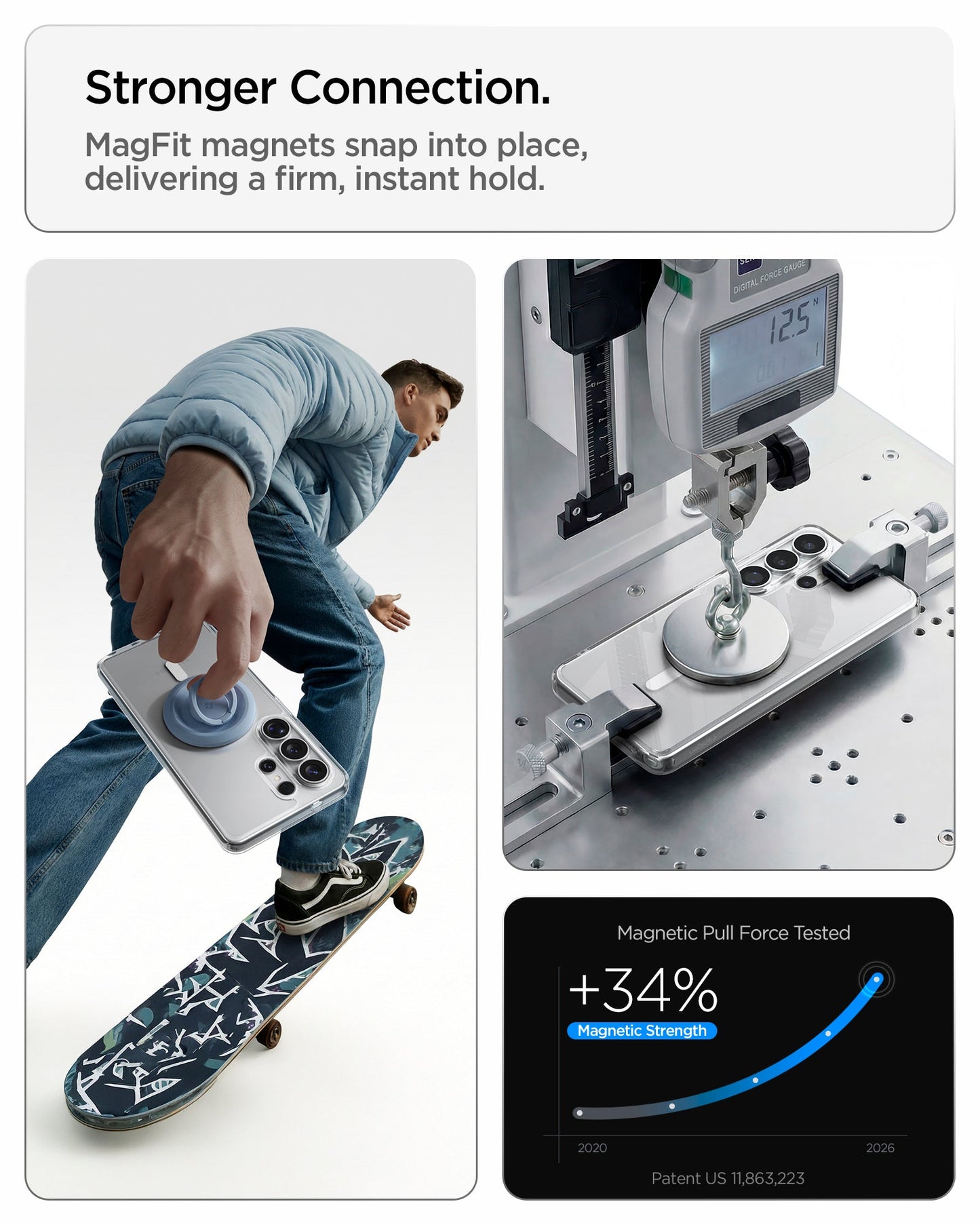 ACS10958 - Galaxy S26 Ultra Case Ultra Hybrid (Mag Fit) Crystal Clear showing stronger connection with mag fit