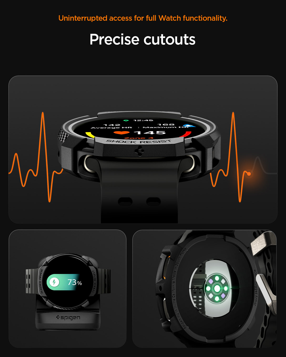 ACS10004 - Galaxy Watch 9 (40mm) Rugged Armor showing precise cutouts