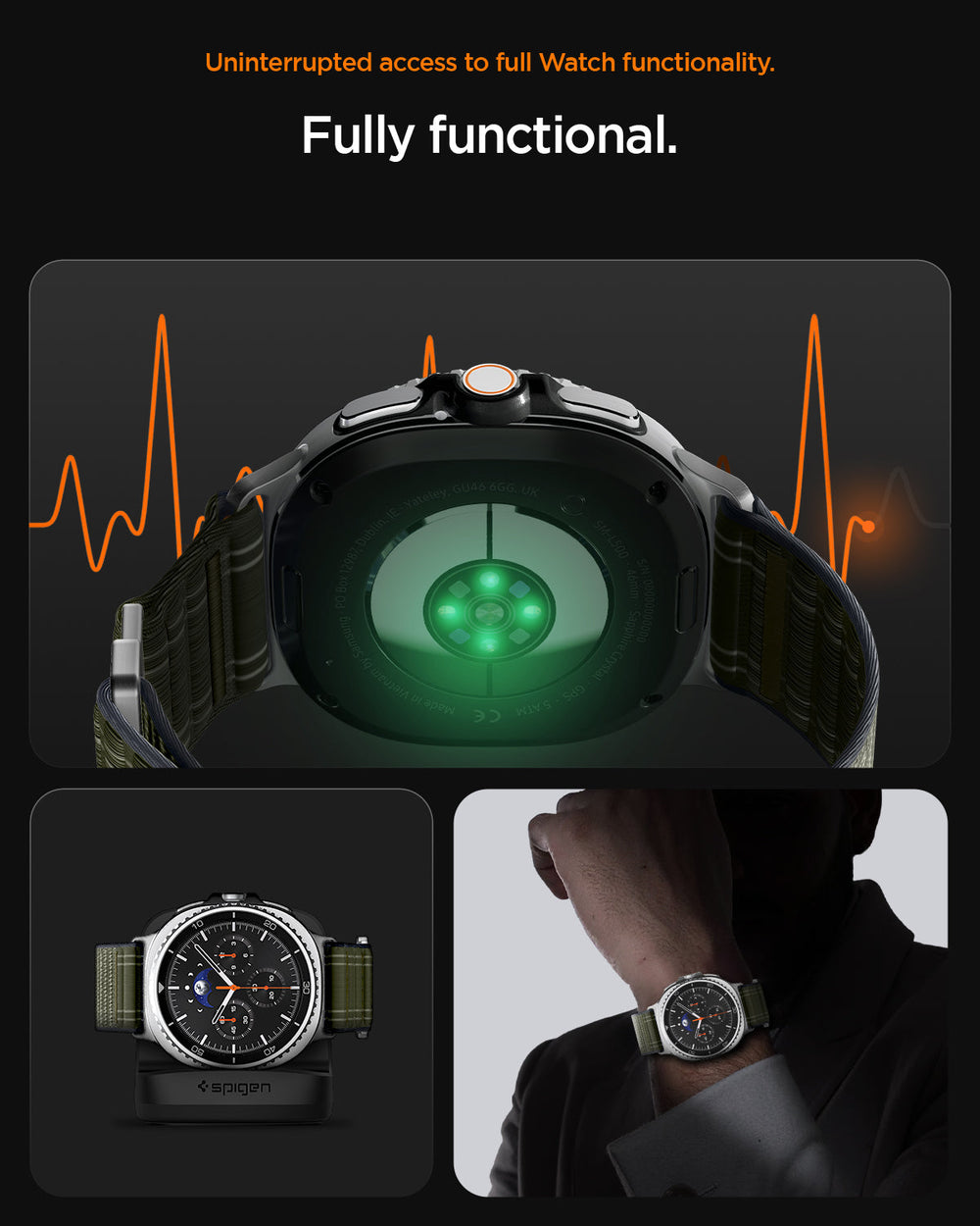 AMP10154 - Galaxy Watch 9 Series WBF0 in green showing uninterrupted access to full watch functionality.
