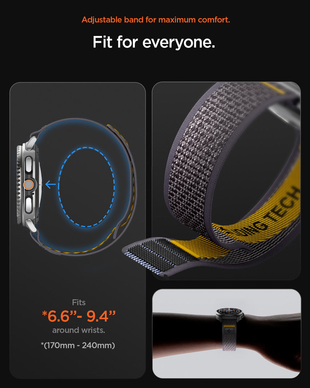 AMP10112 - Galaxy Watch 9 Series - Athlex Air in Active Gray showing the adjustable band for maximum comfort. 6.6