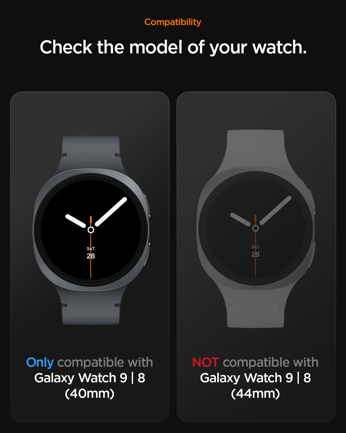 ACS10004 -Galaxy Watch 9 (40mm) Rugged Armor showing compatibility. please check the model of the galaxy watch.