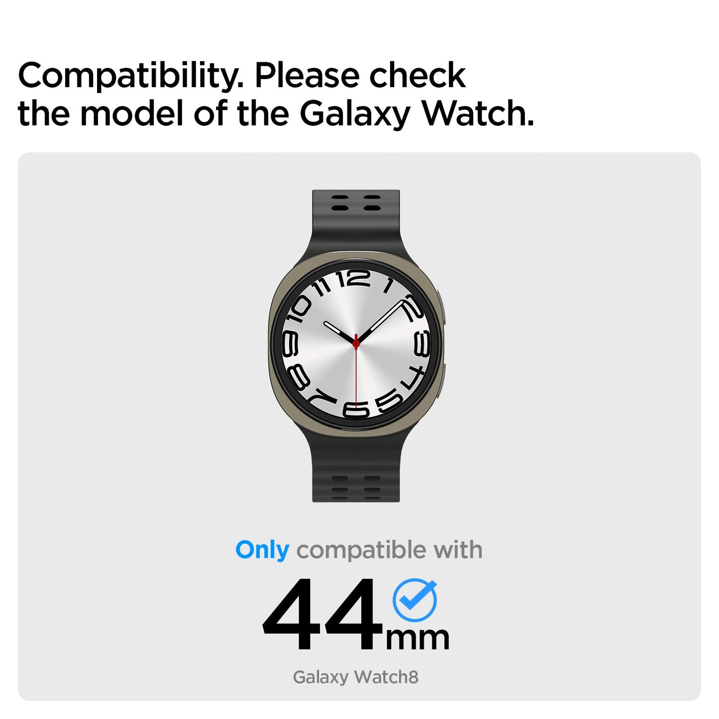 ACS10008 - Galaxy Watch 8 44mm Bezel Tune in black compatibility. please check the model of the galaxy watch. only compatible with galaxy watch 8 44mm
