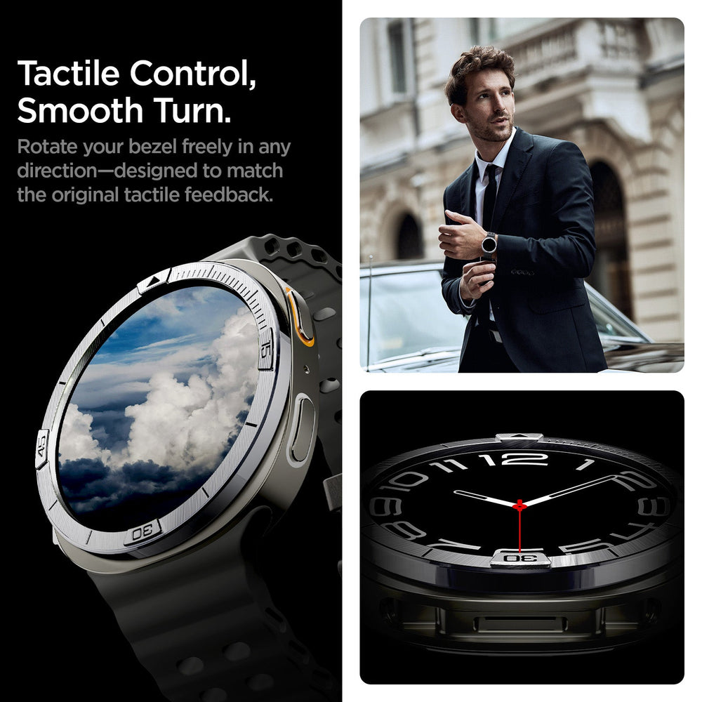 ACS10009 - Galaxy Watch 9 Bezel Tune in sliver spin like before. enjoy smooth, interference free rotation in any direction just like the original bezel.