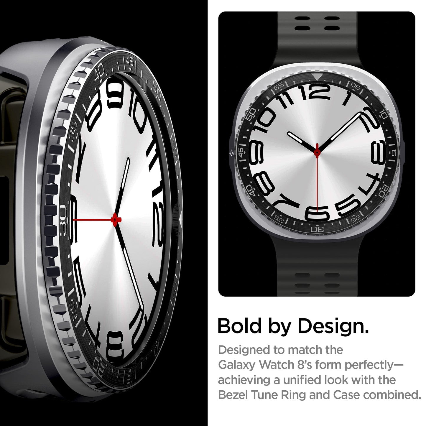 ACS10010 - Galaxy Watch 9 Bezel Tune Pro in black showing bold by design. designed to match the galaxy watch 8's form perfectly achieving a unified look with the bezel tune ring and case combined