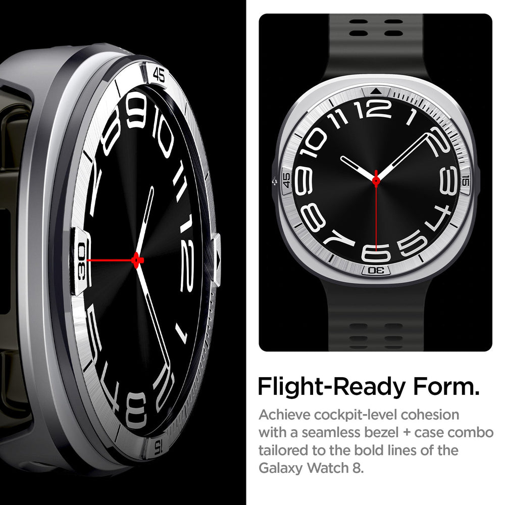 ACS10011 - Galaxy Watch 9 Bezel Tune Pro in sliver showing bold by design. designed to match the galaxy watch 8's form perfectly achieving a unified look with the bezel tune ring and case combined