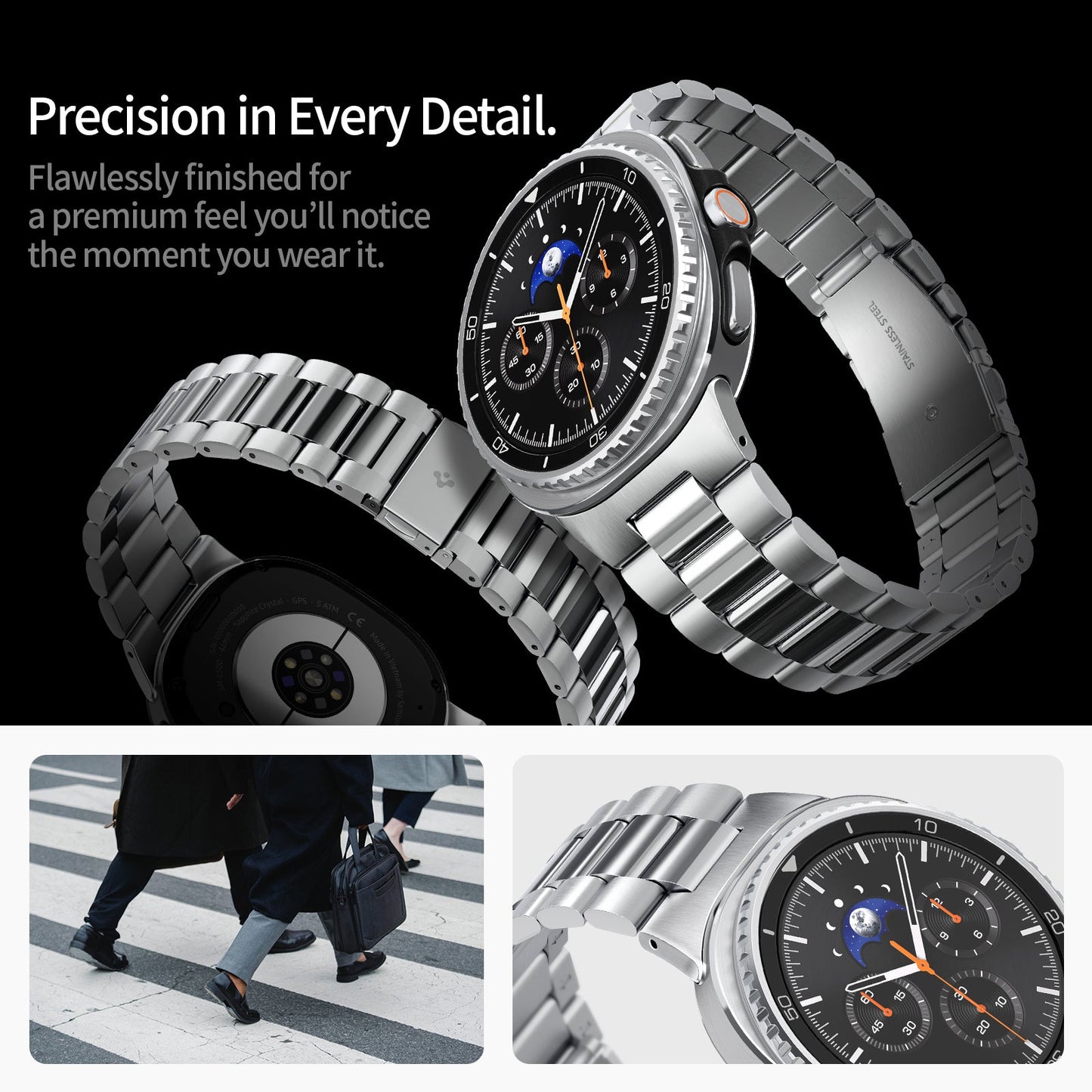 AMP10120 - Galaxy Watch 9 Series - Modern Fit 316L Band showing precision in every detail.