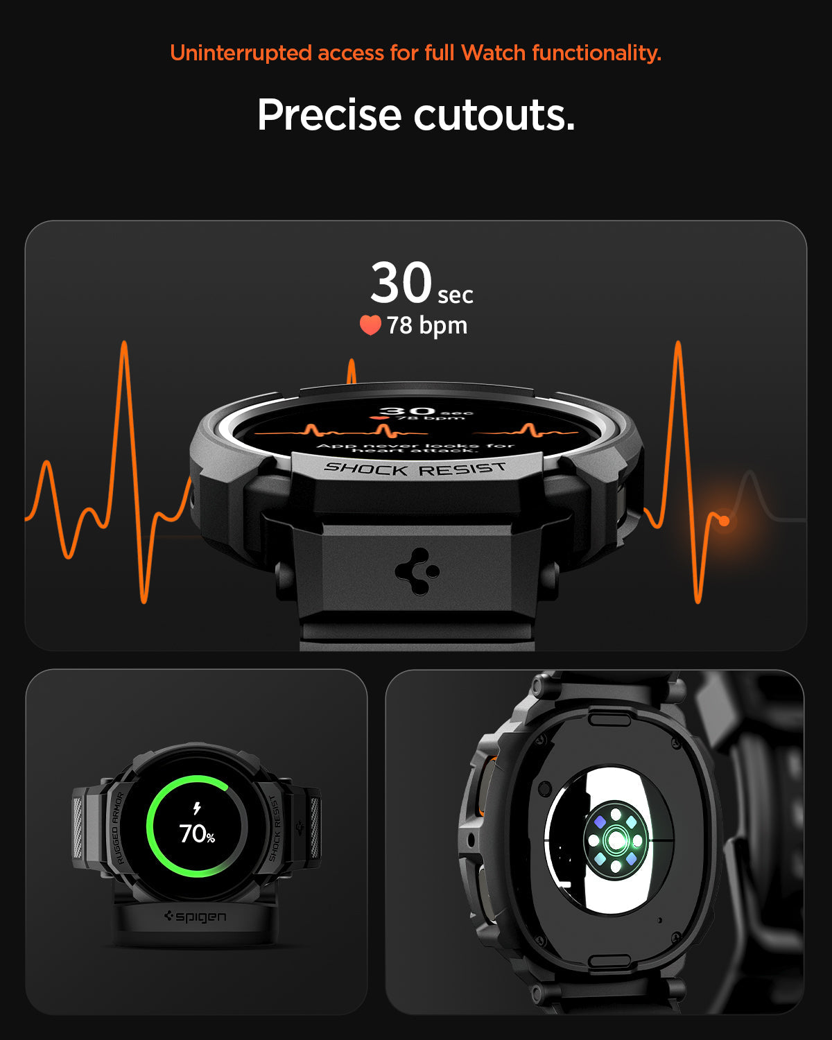 ACS10005 - Galaxy Watch 8 Rugged Armor Pro showing precise cutouts