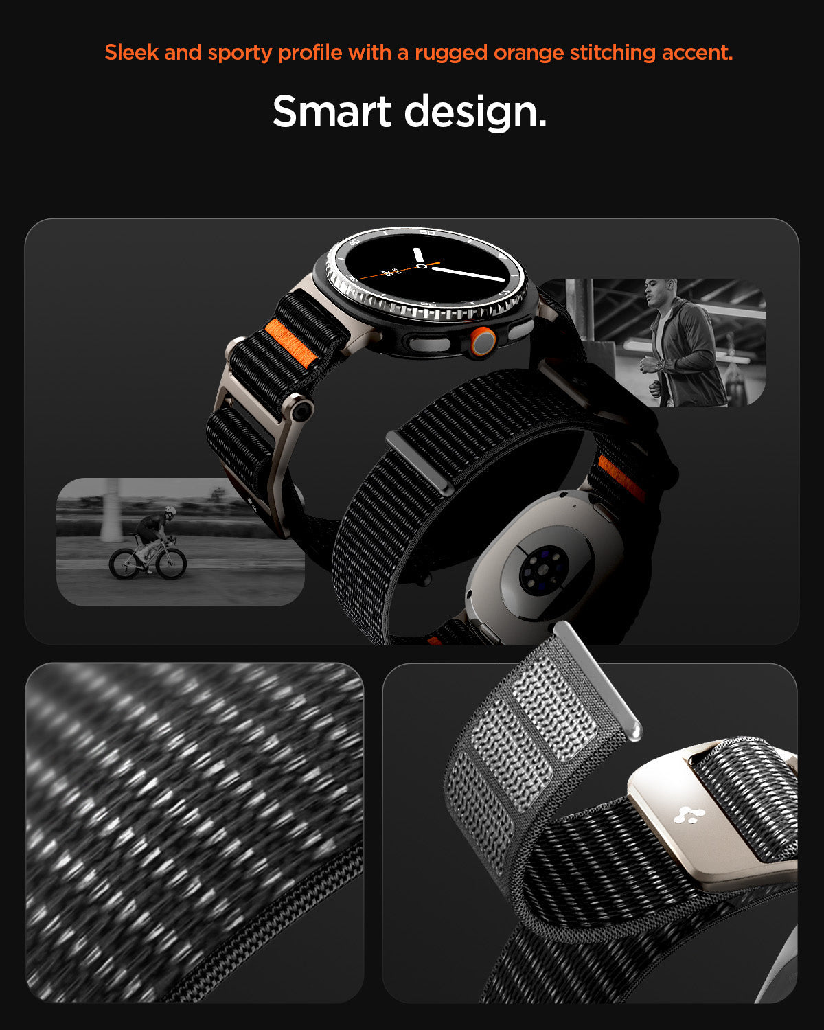 AMP10116 - Galaxy Watch 9 Series DuraPro Flex band in black showing the sleek and sporty profile for a smart design