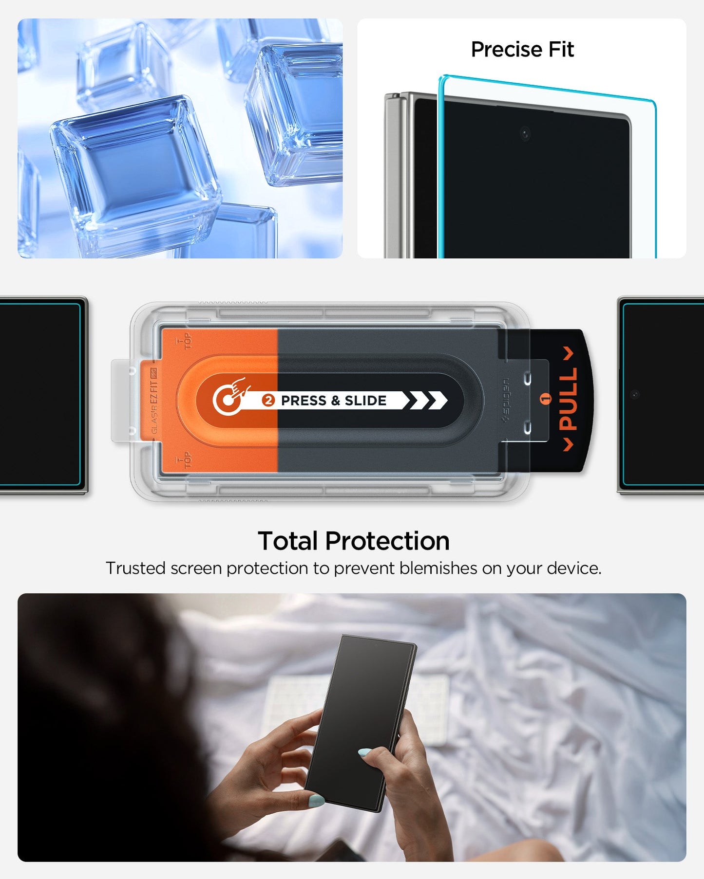 AGL09576 - Galaxy Z Fold 7 Series - GLAS.tR EZ Fit Pro total protection. trusted screen protection to prevent blemishes on your device.