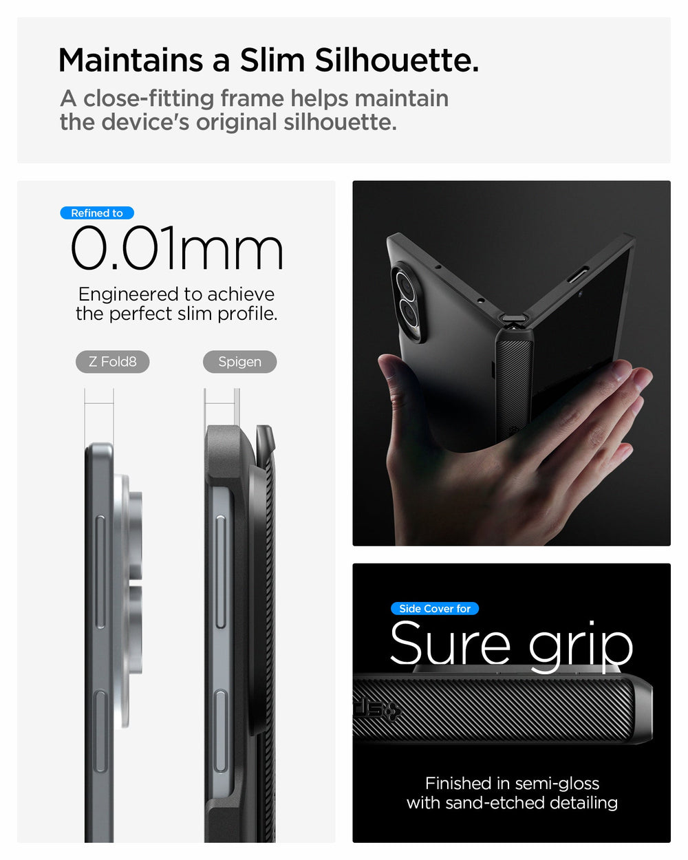 ACS11557 - Galaxy Z Fold 8 Slim Armor Pro (Mag Fit) Black showing the 
