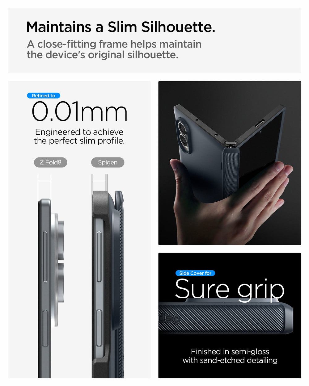 ACS11558 - Galaxy Z Fold 8 Slim Armor Pro (Mag Fit) Metal Slate showing the 