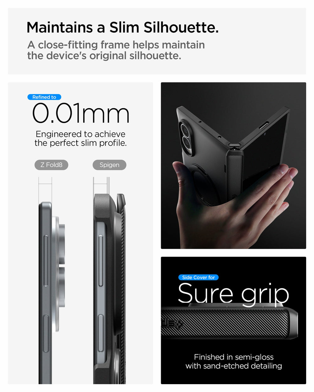 ACS11779 - Galaxy Z Fold 8 Slim Armor Pro S (Mag Fit) Black showing the 
